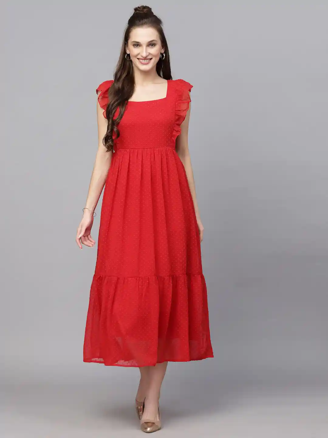 ワンピース ANDRESD curved square velour dress curved square velour dress | ANDRESD