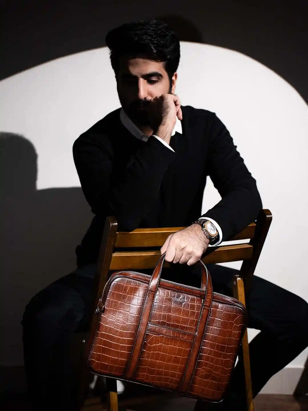 Buy eske Men Tan Printed 13 inch Laptop Compartment Multiple Slots