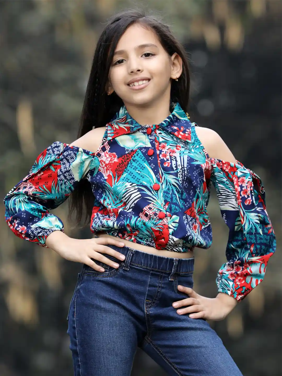 Womens Tops Cold Shoulder Denim Top ONLY 15164901-Posy-Green Xs