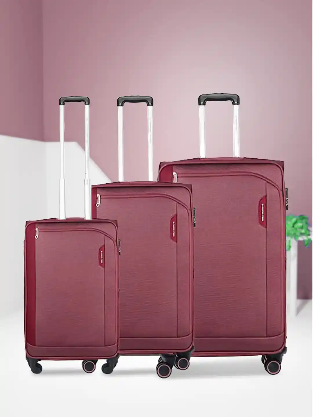 Buy Nasher Miles Set Of Solid Soft-Sided Trolley Suitcases