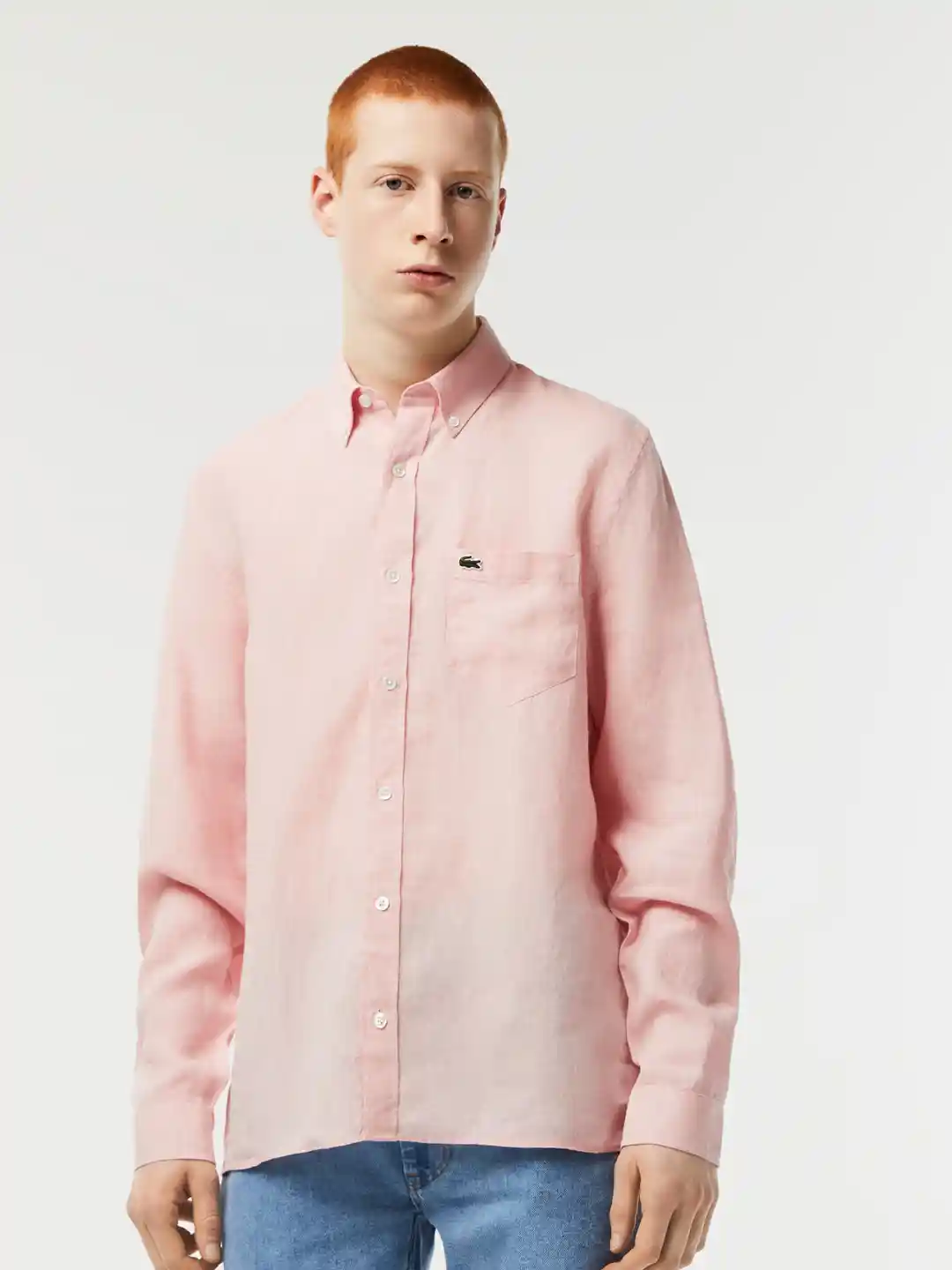 Buy Lacoste Regular Fit Pure Linen Long Sleeves Casual Shirt