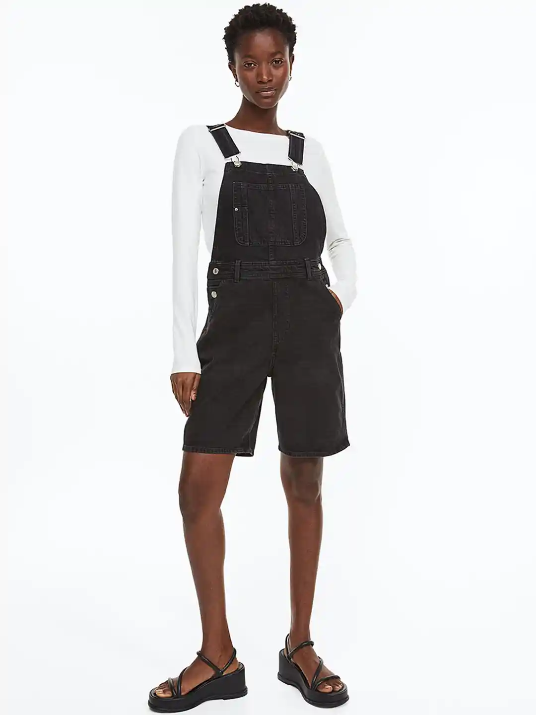 Buy H&M Women Denim Dungaree Shorts Dungarees for Women 21893426