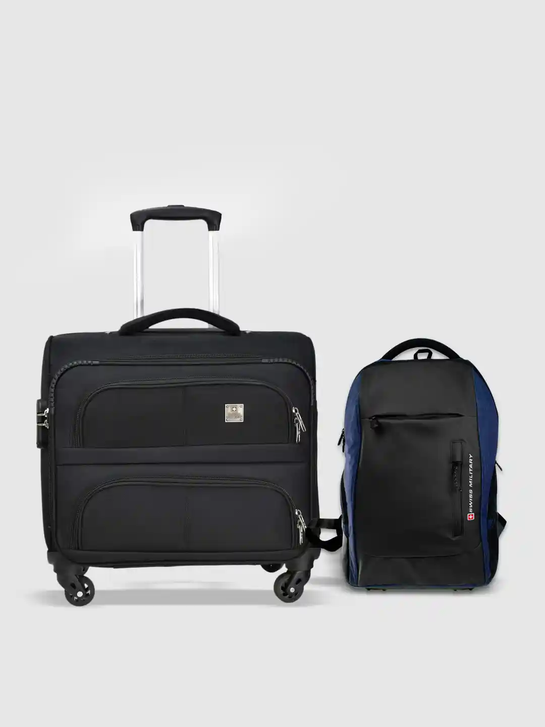 SWISS MILITARY Set Of Textured Soft-Sided Small Trolley Overnighter  Laptop Backpack - Main Image