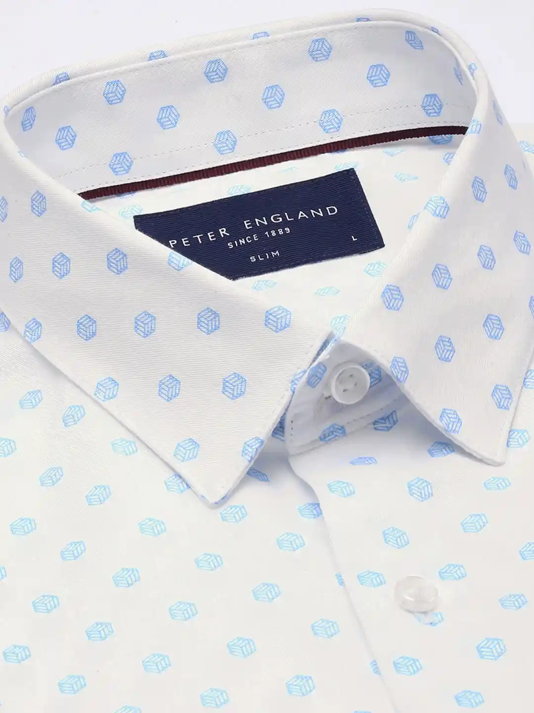 Buy Peter England Slim Fit Polka Dots Printed Pure Cotton Formal