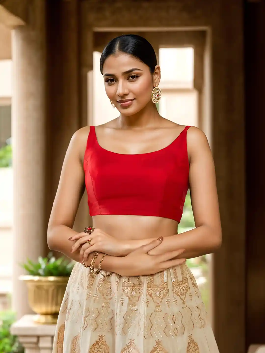 Red Blouse Design For Girls Red Embroidered Net Saree Blouse 5388SR03, image size:1080x1440