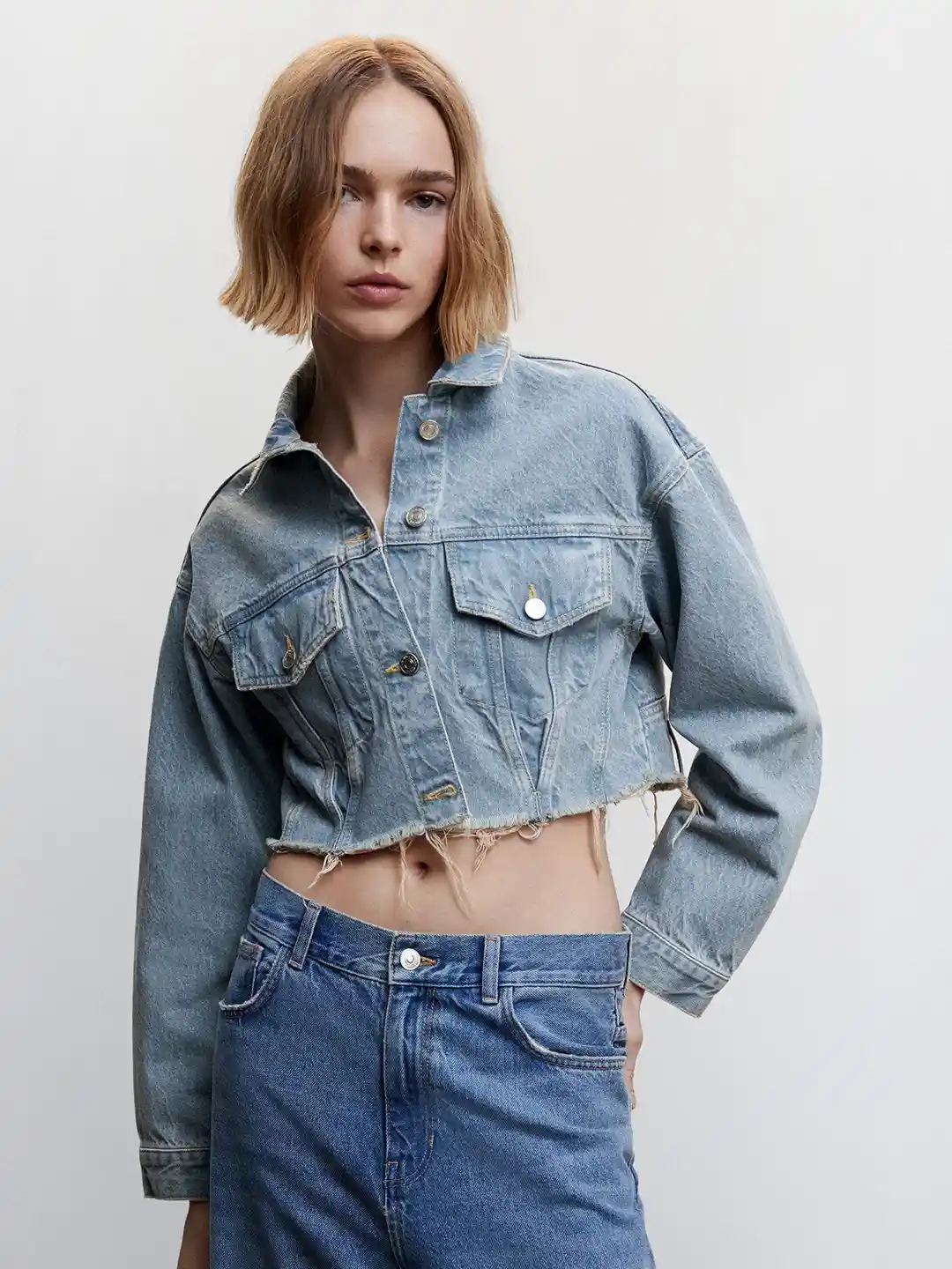 SUPER SUN Cropped Denim Jacket ZeeNuNew SUPER SUN Cropped Denim