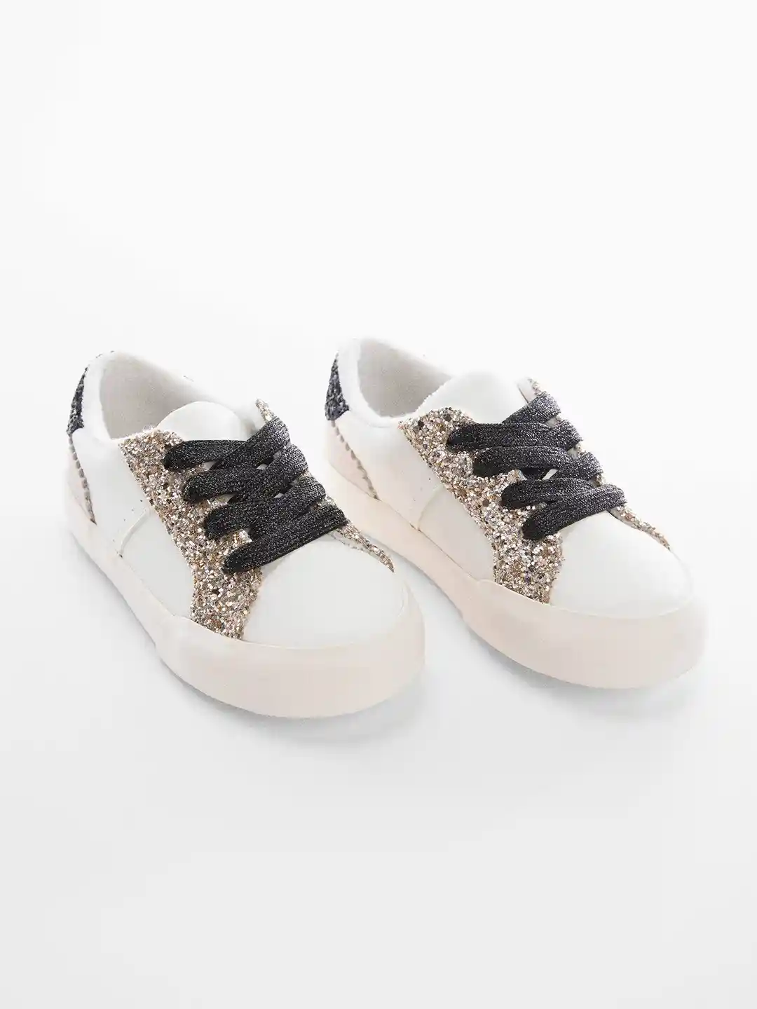 Buy Mango Kids Girls White Gold-Toned Colourblocked Glitter
