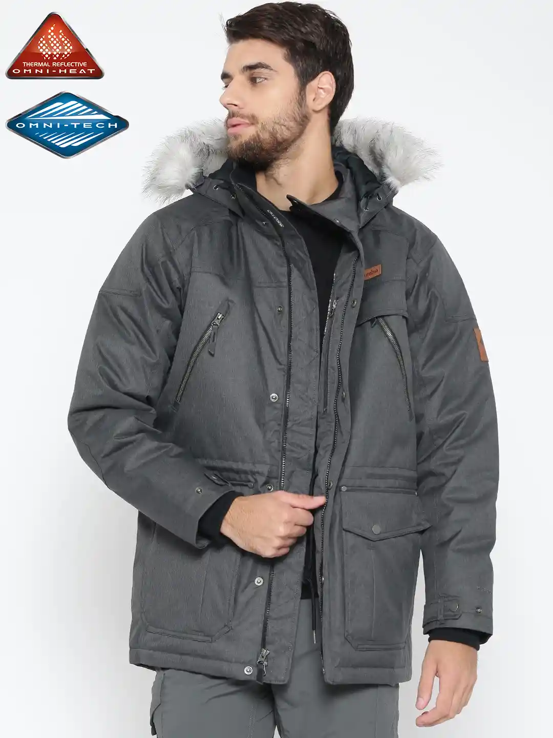 Buy Columbia Men Grey Barlow Pass 550 TurboDown Waterproof Winter