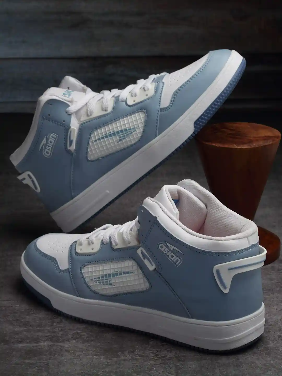 ASIAN Men Woven Design Mid Top Lightweight Sneakers