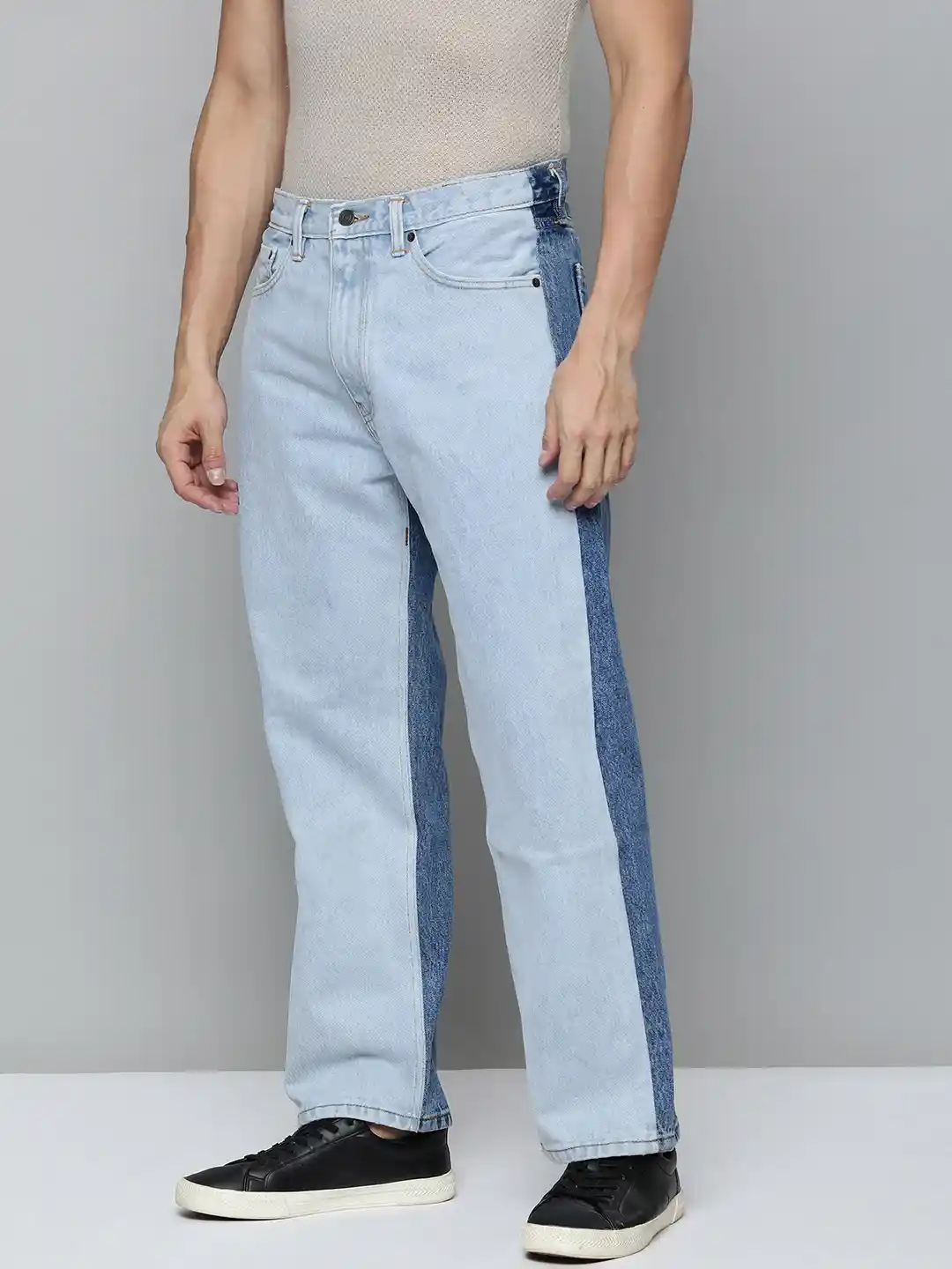 Buy Levis Men Pure Cotton Light Fade Baggy Fit Colourblocked Mid