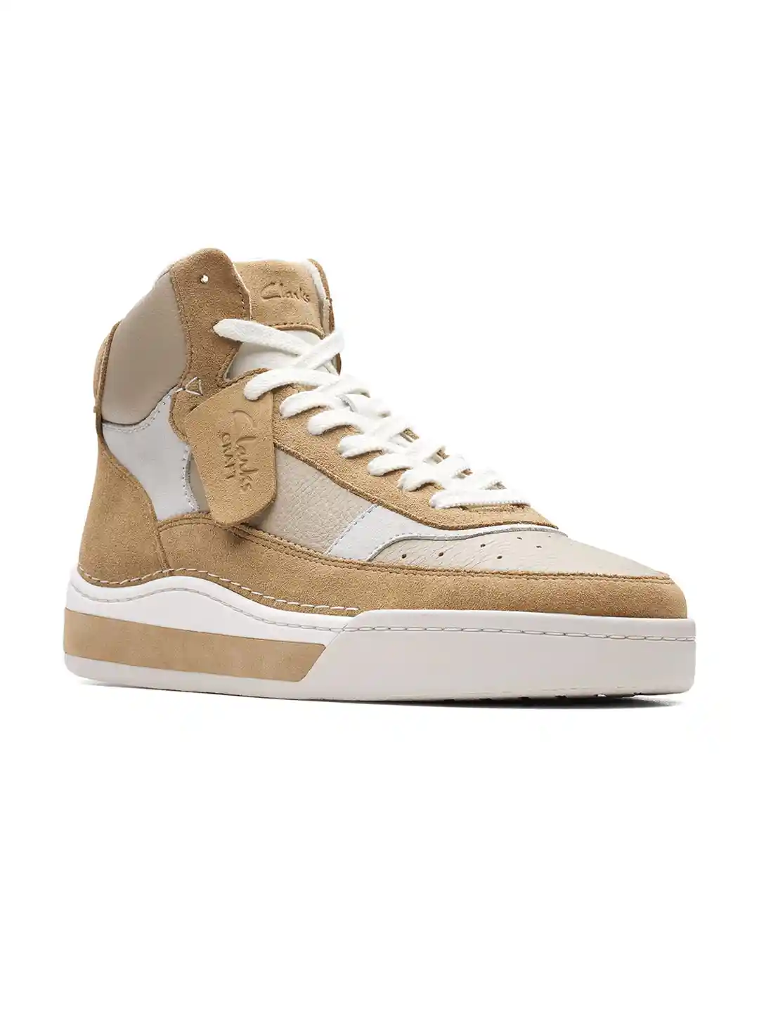 Buy Clarks Men Perforated Colourblocked Mid-Top Suede Sneakers