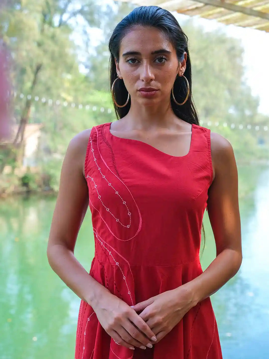 Buy OKHAI Embroidered Pure Cotton Dress Dresses for Women