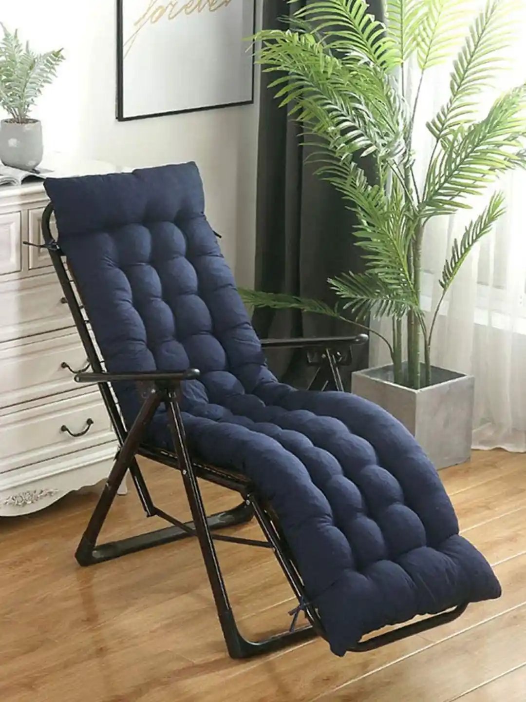 Buy Pum Pum Navy Blue Textured Super Comfy Long Rocking Chair