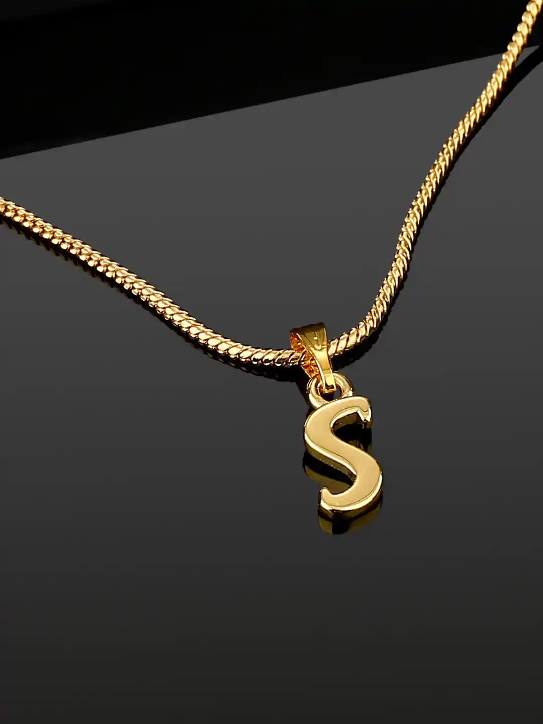 Buy Estele Gold-Plated Initial S Pendant With Chain Pendant for
