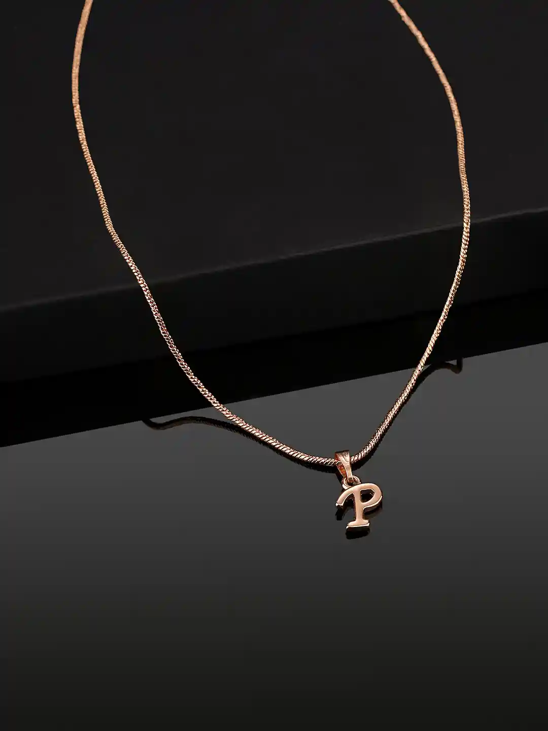 Buy Estele Rose Gold-Plated Initial P Pendant With Chain Pendant