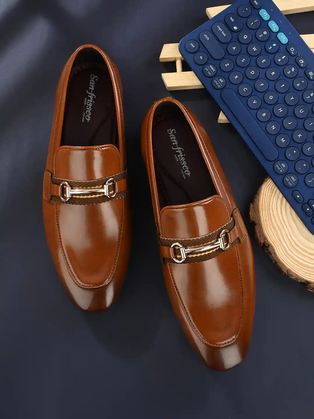 Buy San Frissco Men Round Toe Buckle Detailed Comfort-Fit Formal