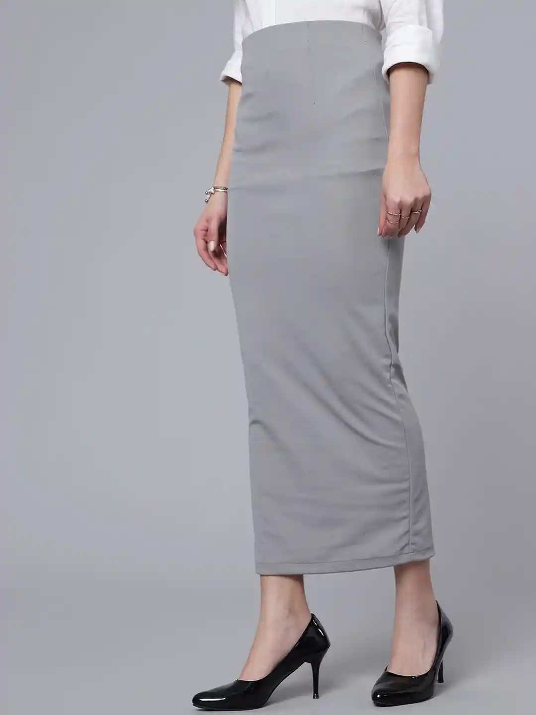 Buy Purple Feather Back Slit Long Stretchable Formal Pencil Skirt