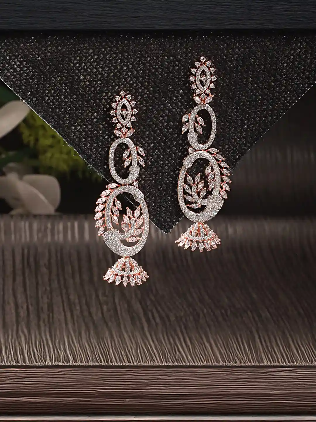 Buy Saraf RS Jewellery Rose Gold Plated AD Classic Drop Earrings