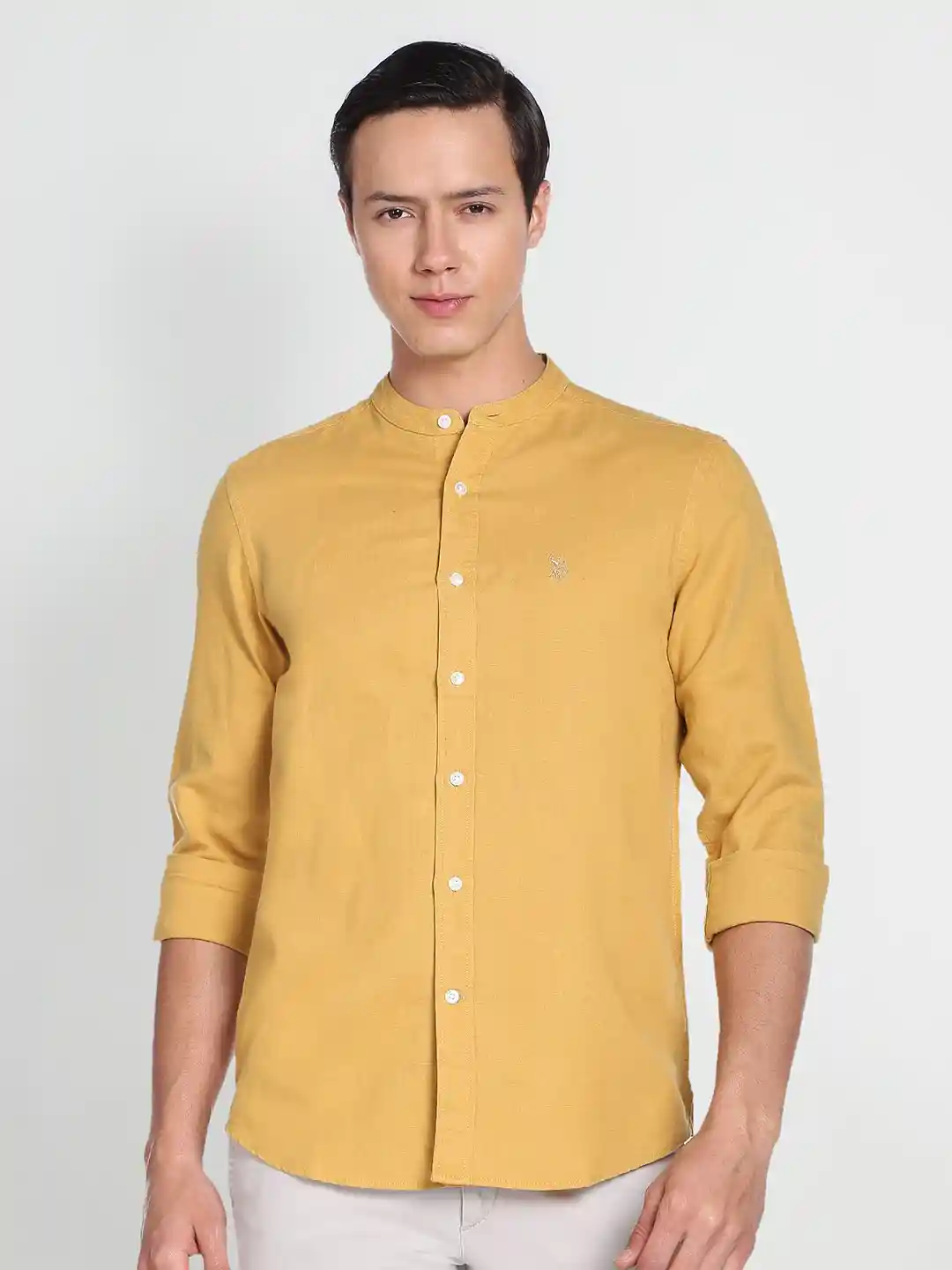 Buy Polo Denim Mandarin Collar Casual Shirt