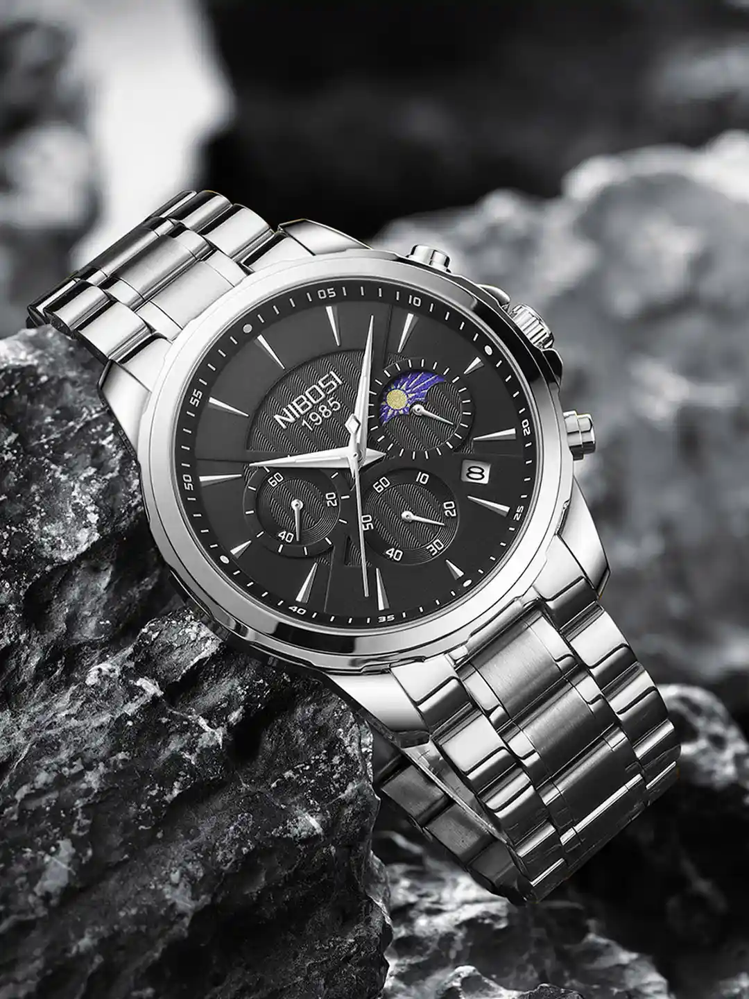 Nibosi Dial Steel Bracelet Style Straps Analogue and Digital Chronograph  Watch NB-2575