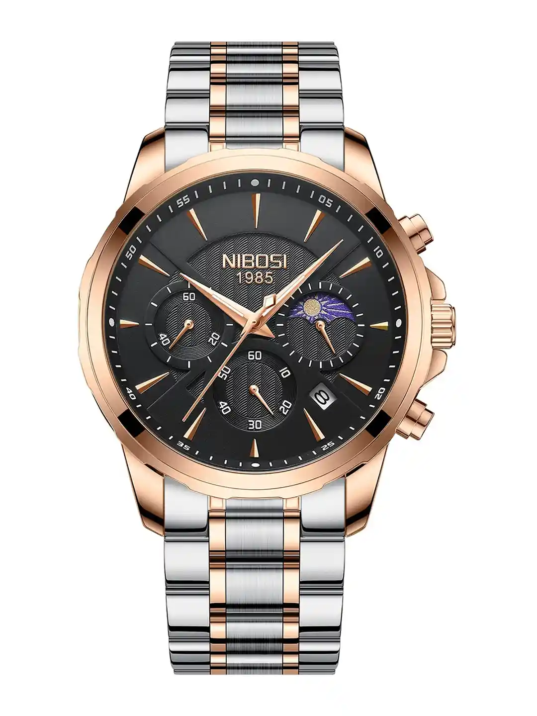 Nibosi Men Patterned Dial Stainless Steel Bracelet Style Straps Analogue  Watch NB-2575