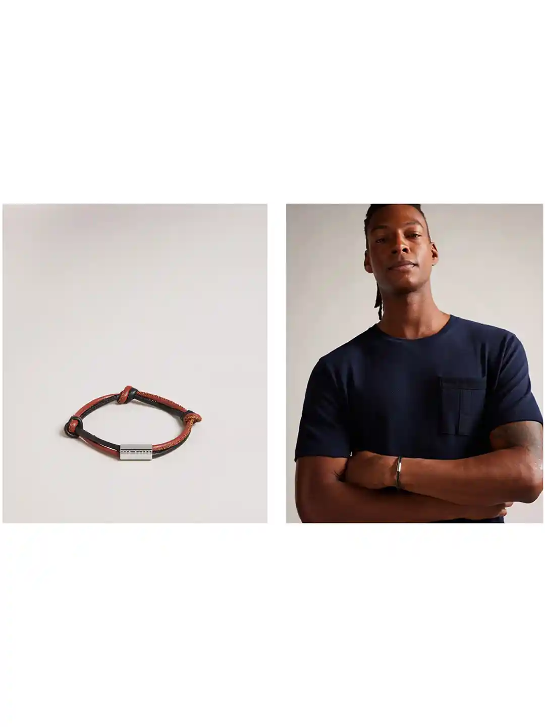 Mens Ted Baker Bracelets Men's Gray Leather Bracelet Taika Jewelry