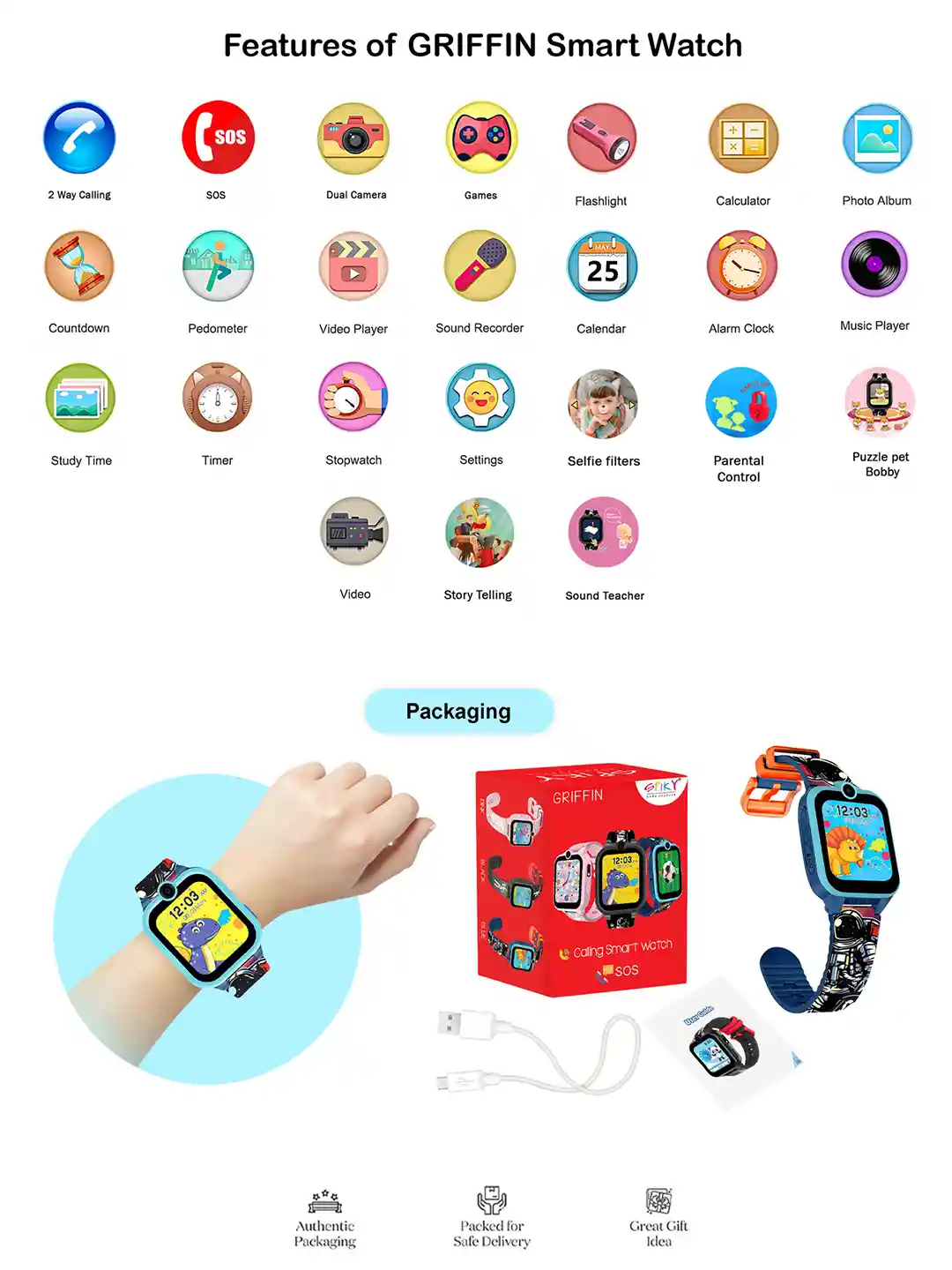 Spiky Kids Educational Dual Camera Smartwatch