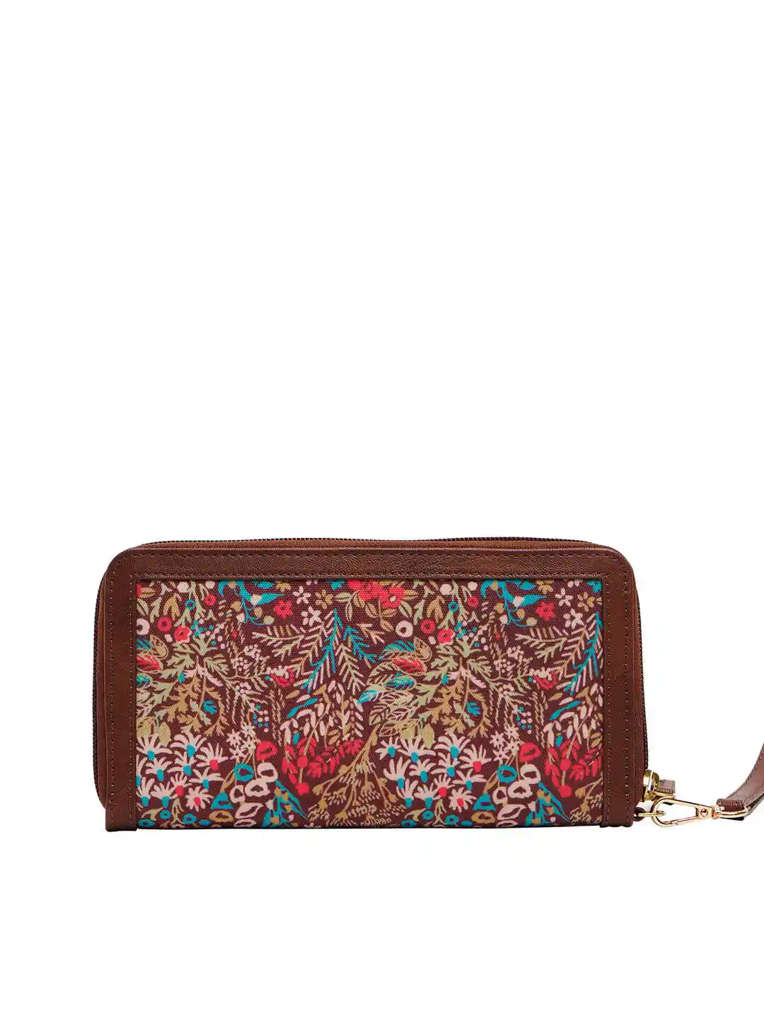 Buy TEAL BY CHUMBAK Women Floral Printed Canvas Zip Around Wallet