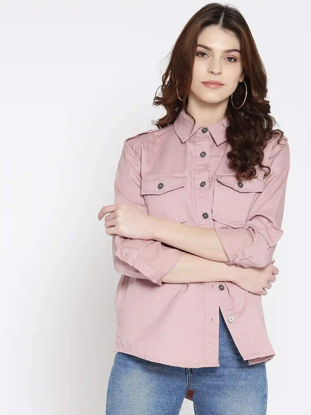 Long Sleeve Forever 21 Denim Shirt Womens Forever 21 Tops Womens