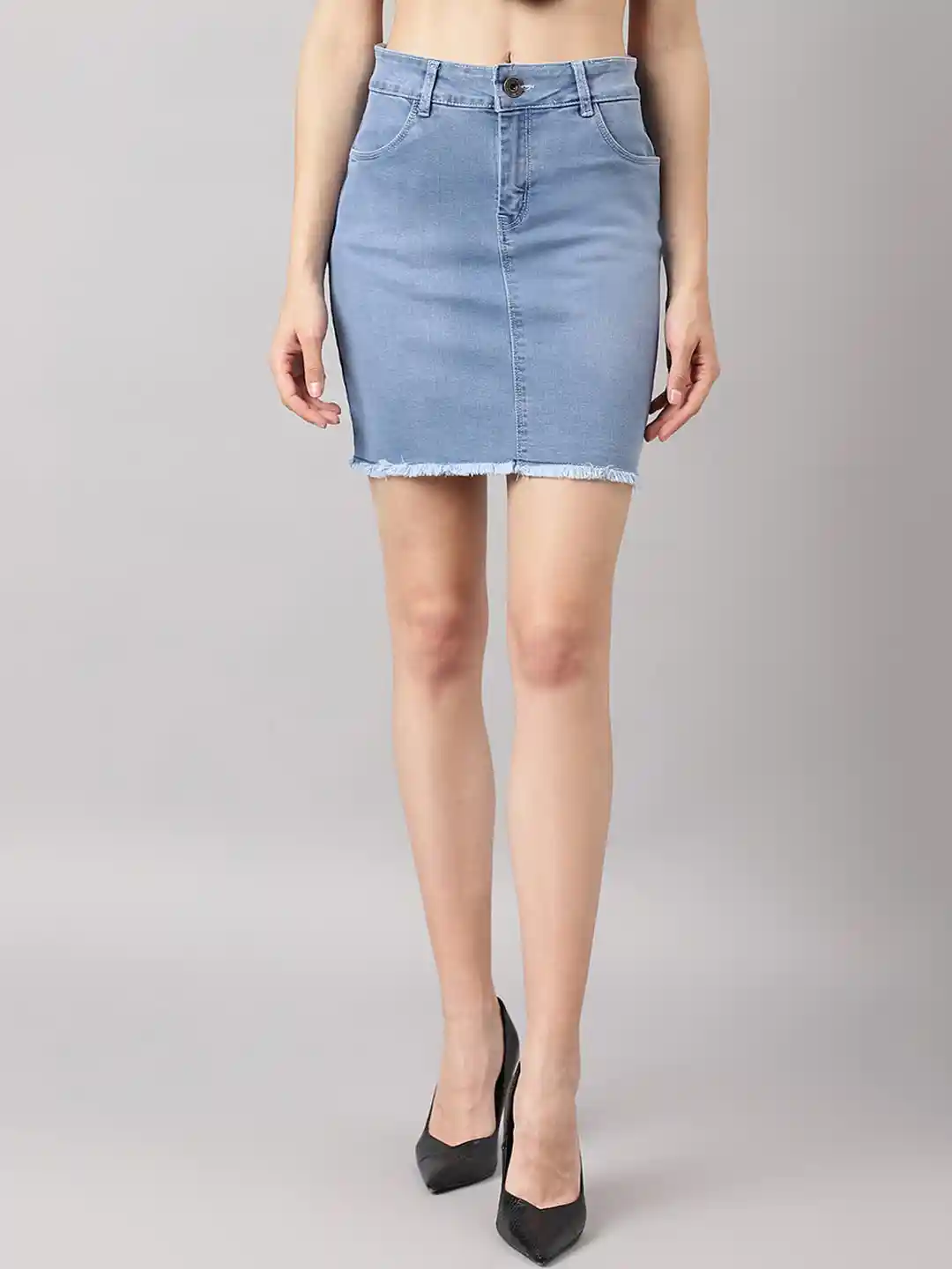 Buy DUDITI Denim Mini Length Pencil Skirts Skirts for Women