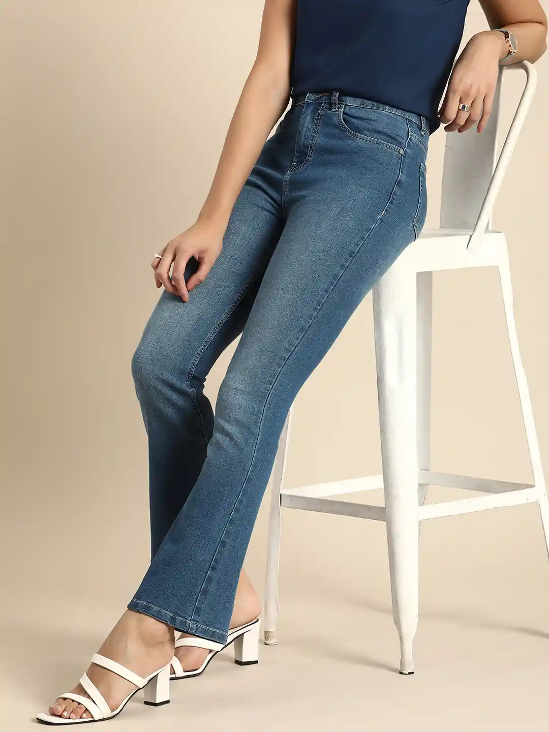 all about you Women Bootcut Light Fade Stretchable Mid-Rise Jeans