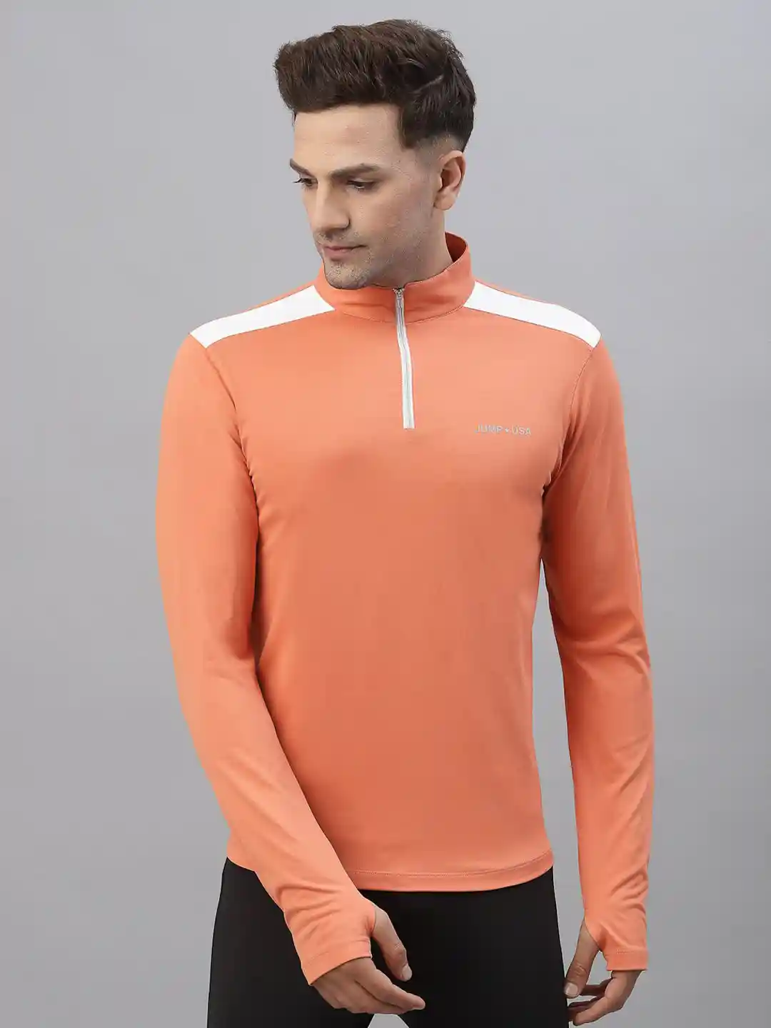 Buy JUMP USA High Neck Long Thumb Hole Sleeves Rapid-Dry T-shirt