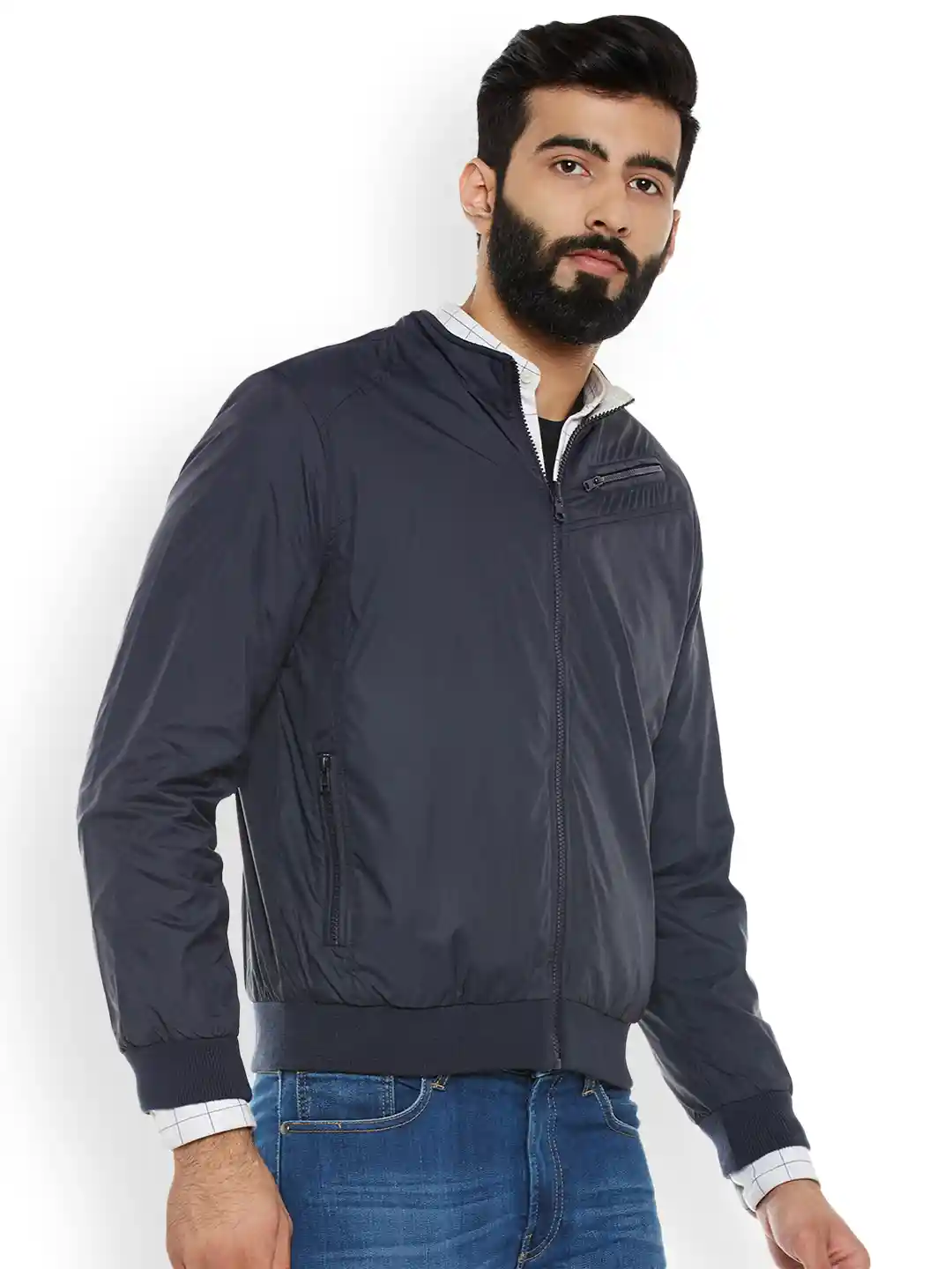 Buy Duke Men Navy Blue Solid Reversible Sporty Jacket Jackets