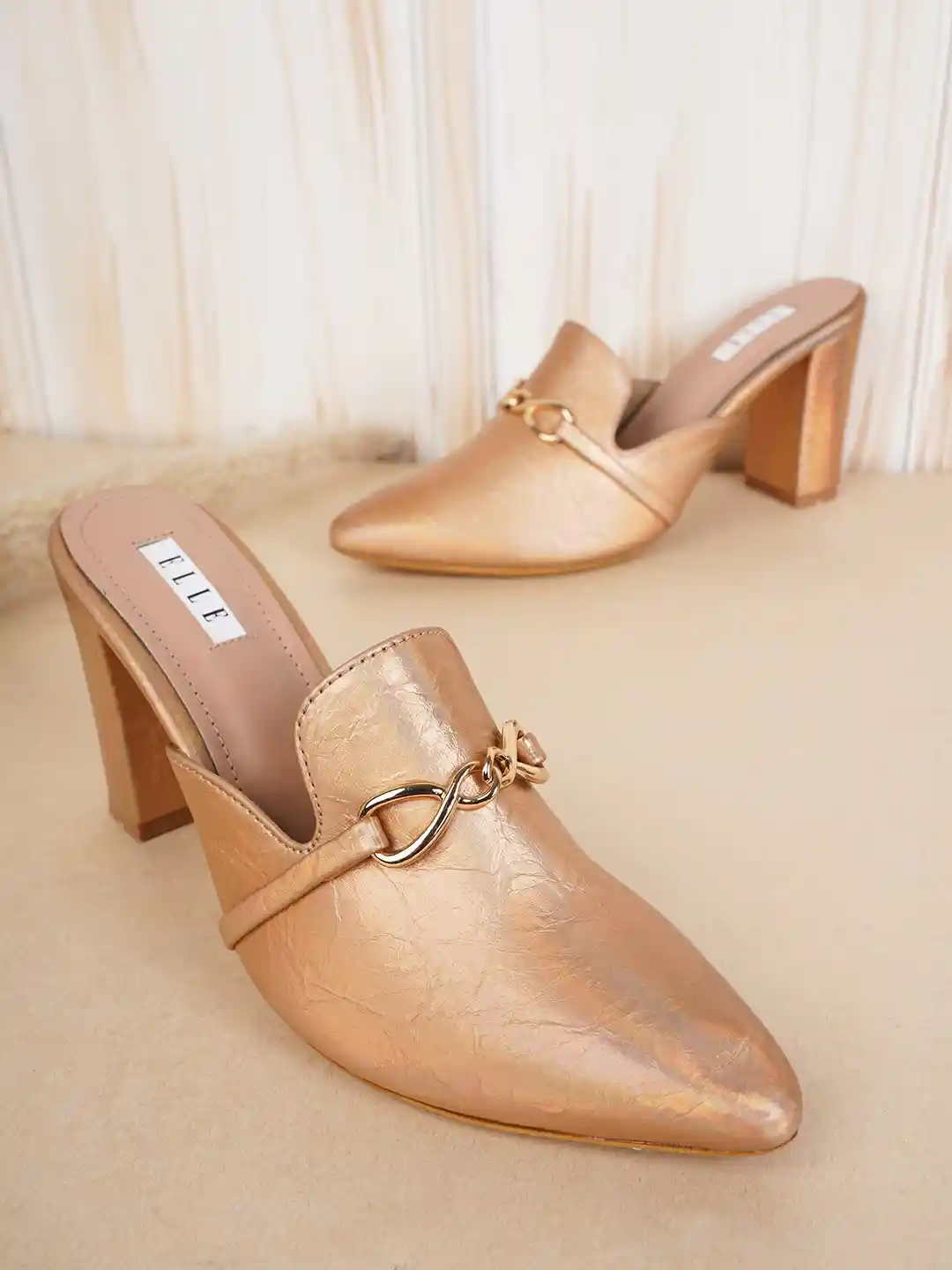 Buy ELLE Rose Women Pointed Toe Block Mules Heels for Women