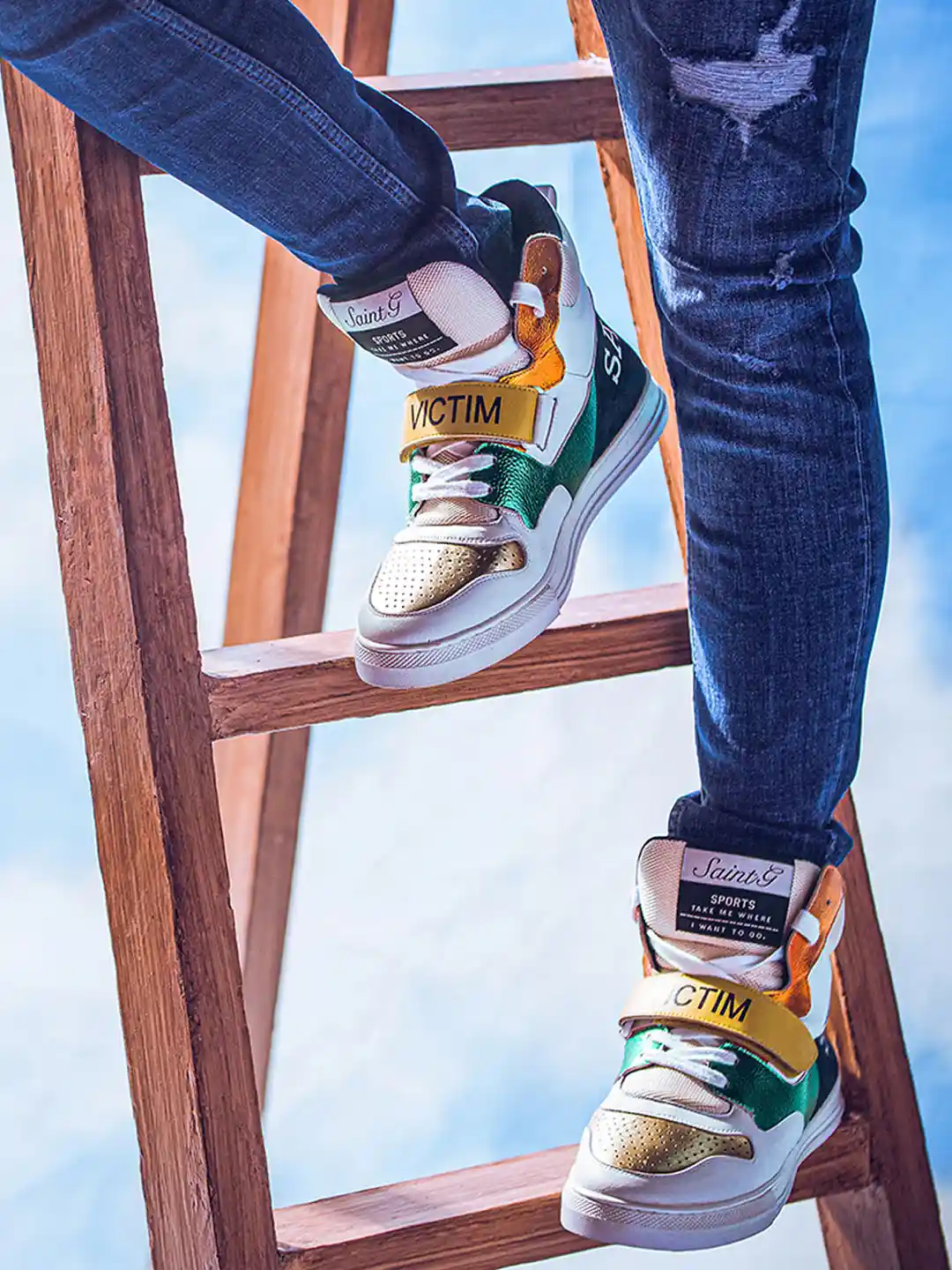 Buy Saint G Men Colourblocked Leather Mid-Top Sneakers Casual