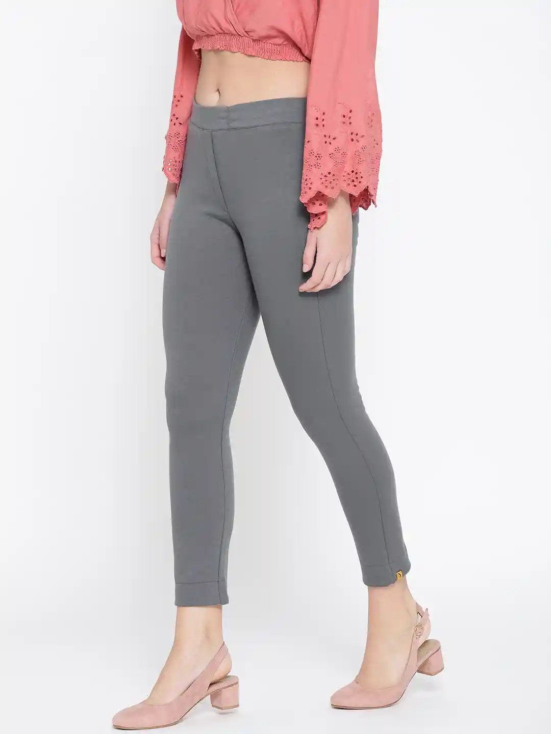 Buy AURELIA Grey Cropped Treggings Jeggings for Women 2215118