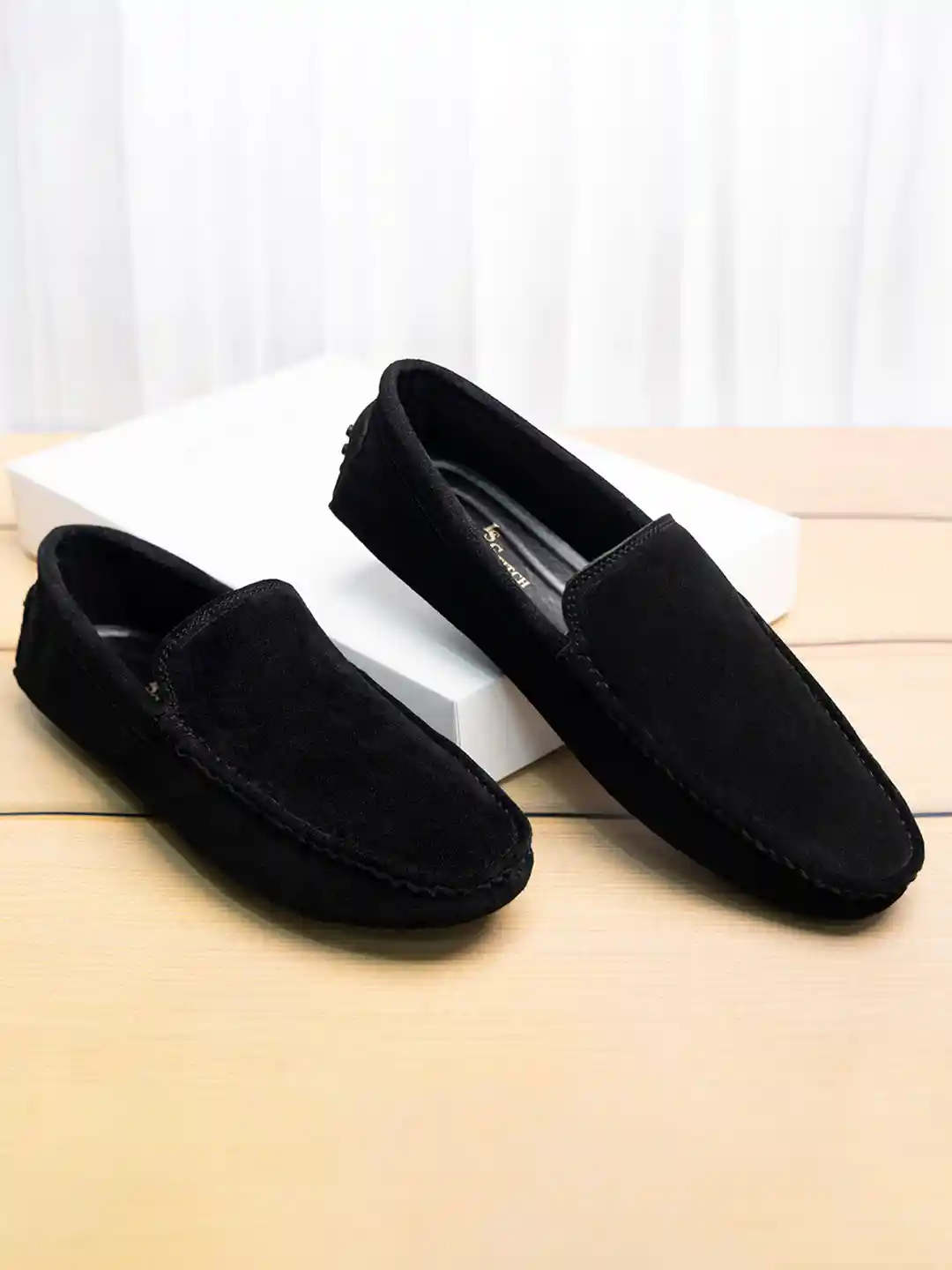 Buy LOUIS STITCH Men Obsidian Black Italian Suede Leather Driving