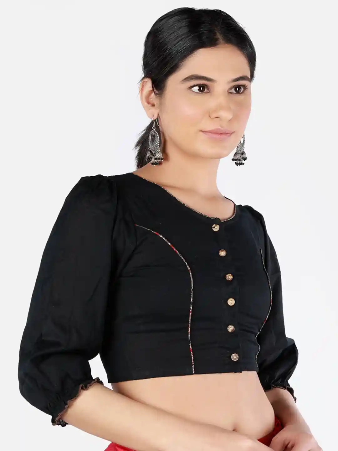 Buy Llajja Puff Sleeves Pure Cotton Saree Blouse - Saree Blouse