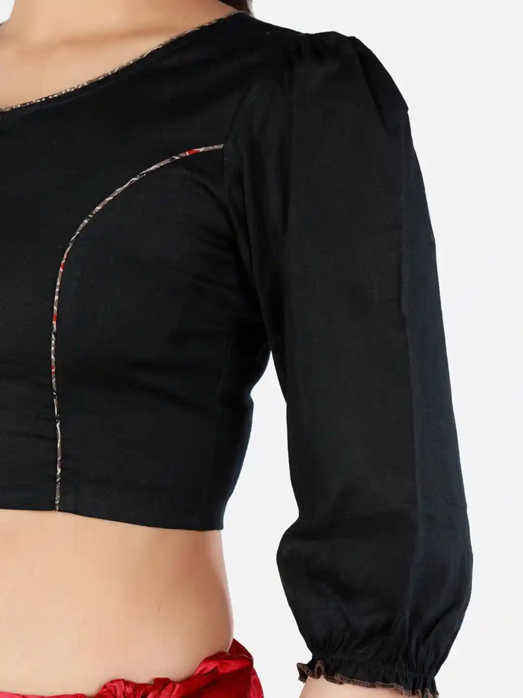 Buy Llajja Puff Sleeves Pure Cotton Saree Blouse - Saree Blouse