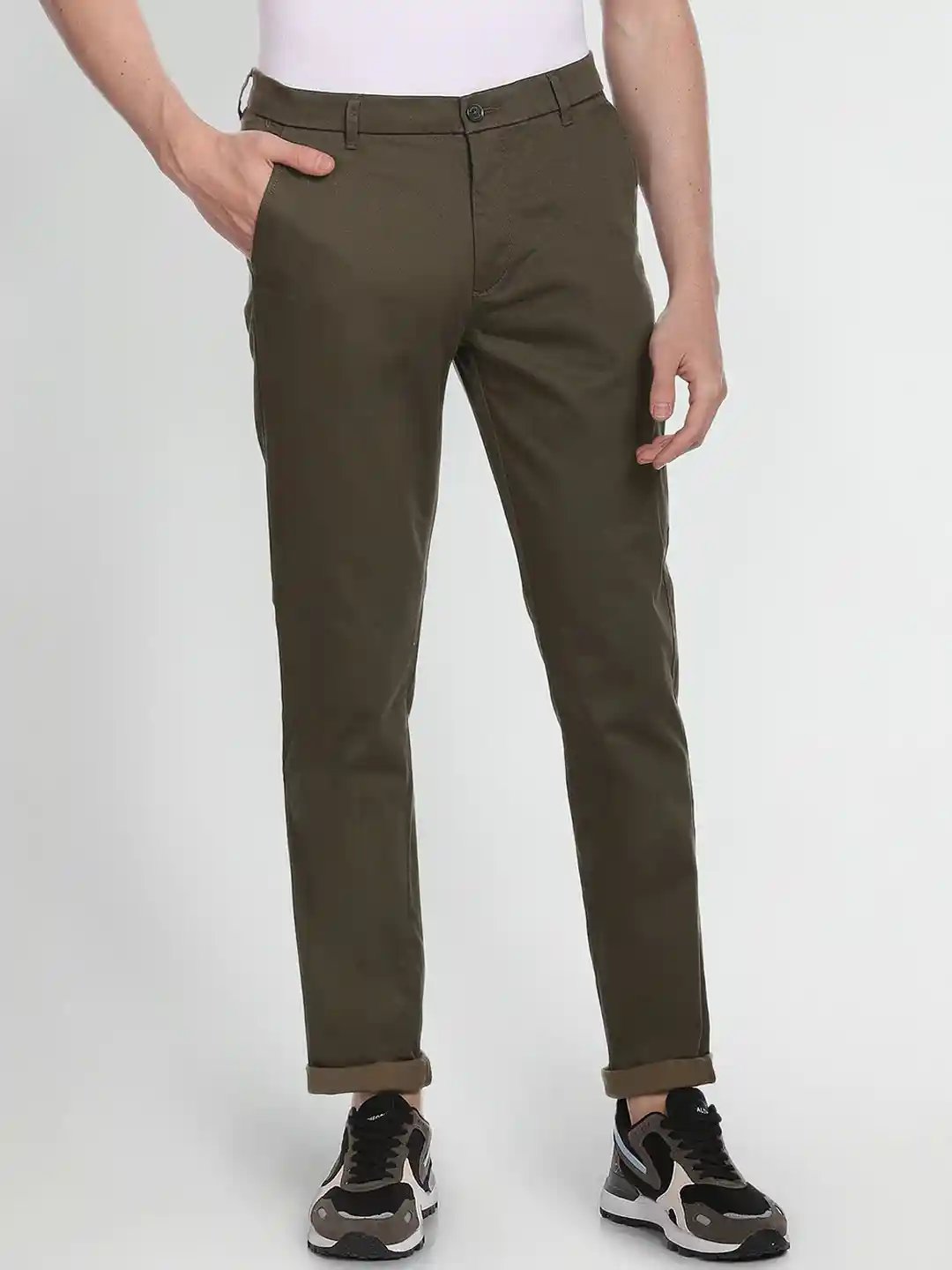 Buy Arrow Sport Men Textured Cotton Skinny Fit Chinos Trousers