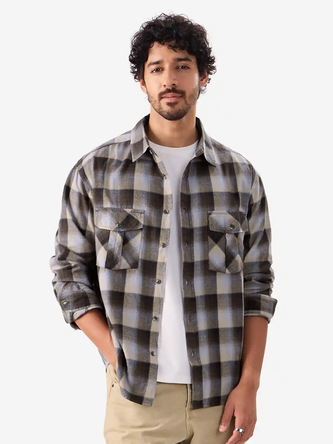 Men's Oversized Shirt Jacket The Souled Store Men Tartan
