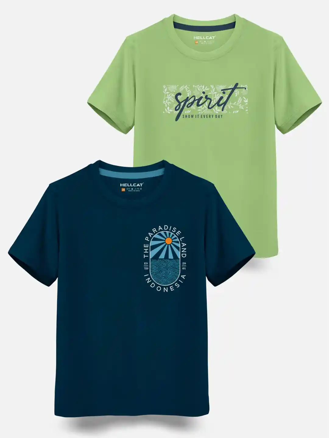 HELLCAT Boys Pack Of Typography Printed Cotton T-shirt