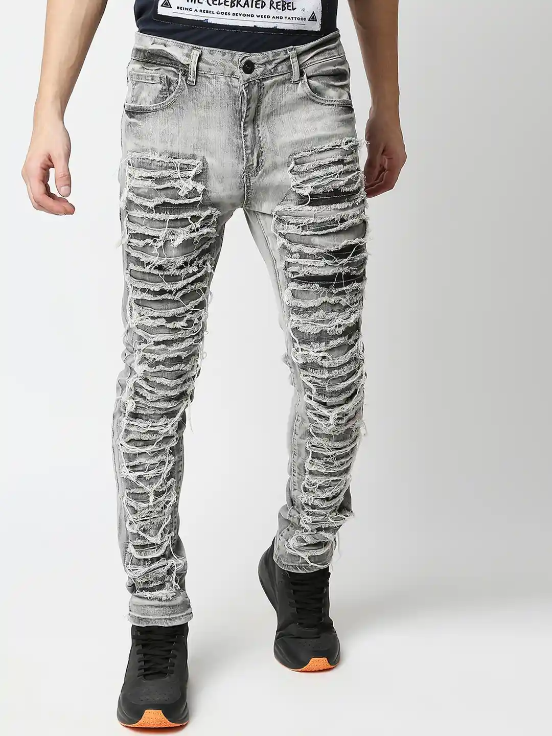 Buy WAIMEA Men Skinny Fit Distressed Heavy Fade Stretchable Jeans