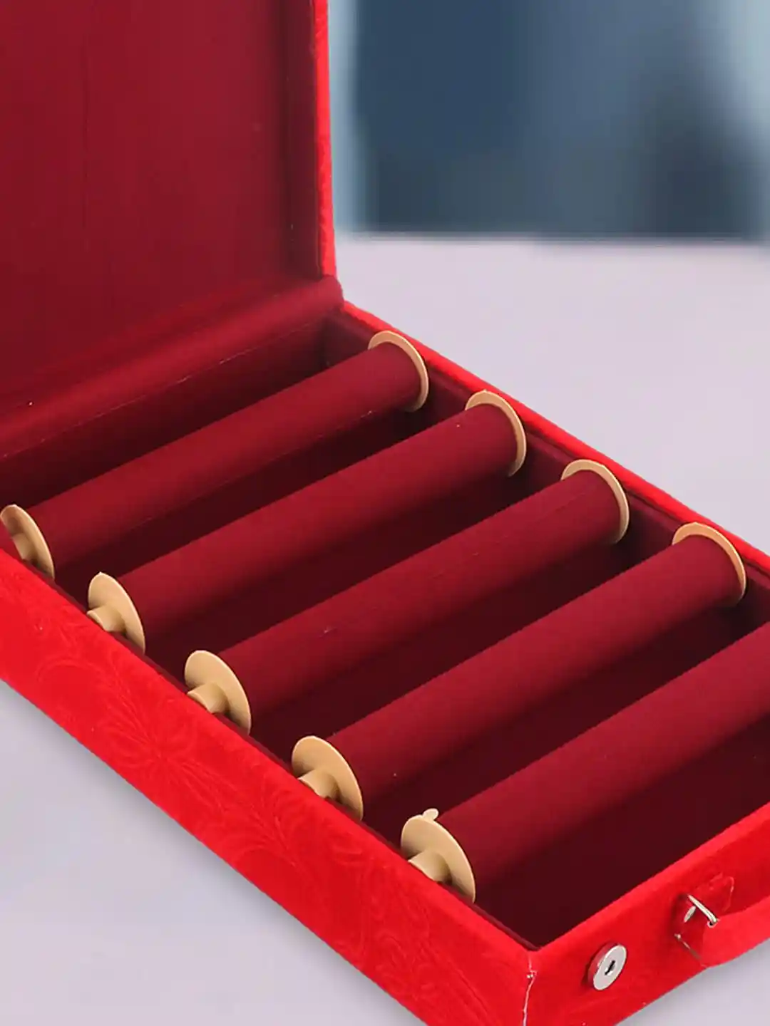 Buy Kuber Industries Red Self-Designed Rod Bangle Box With