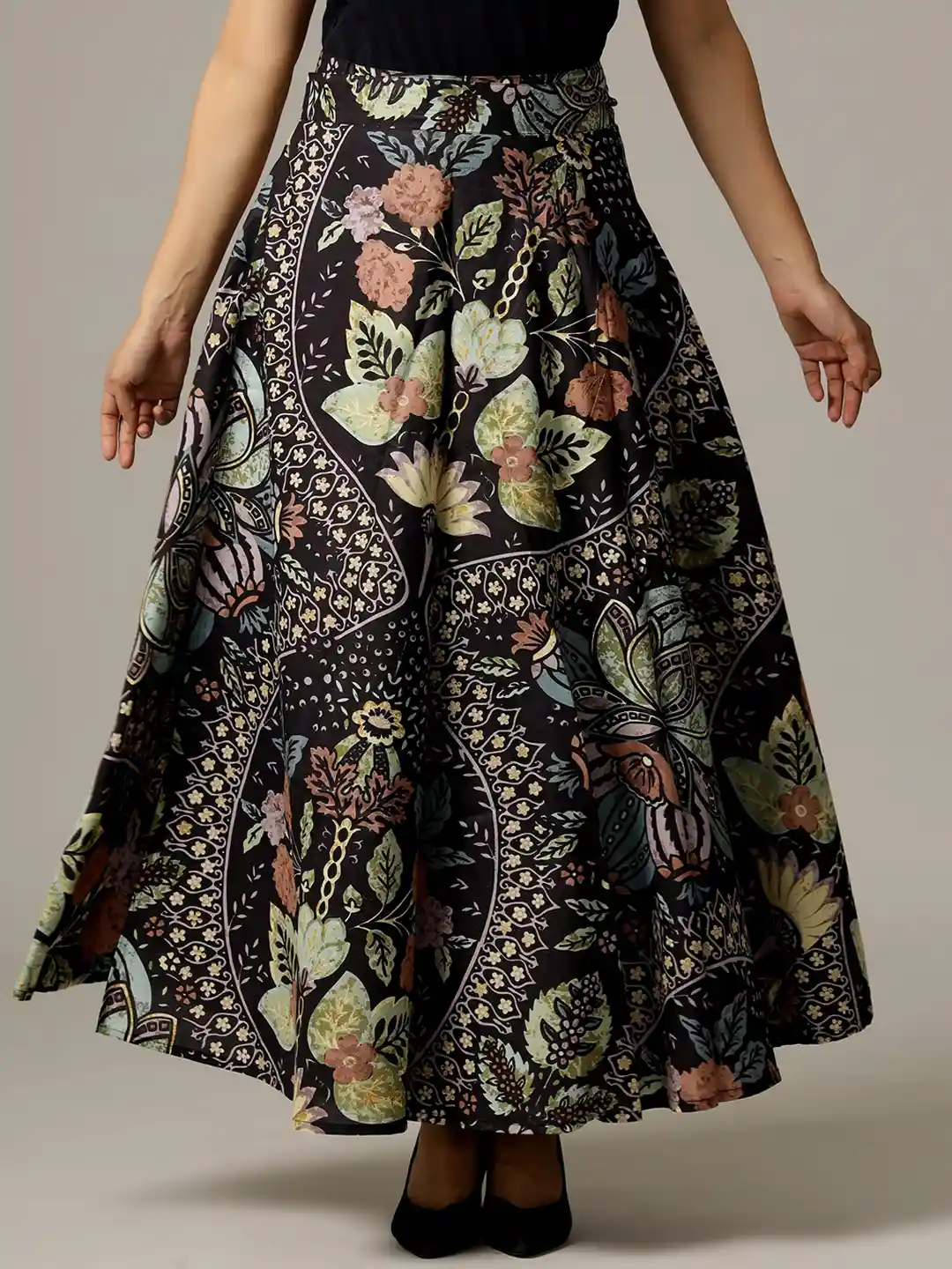 Buy HANDICRAFT PALACE Printed Pure Cotton Wrap-Around Maxi Skirt