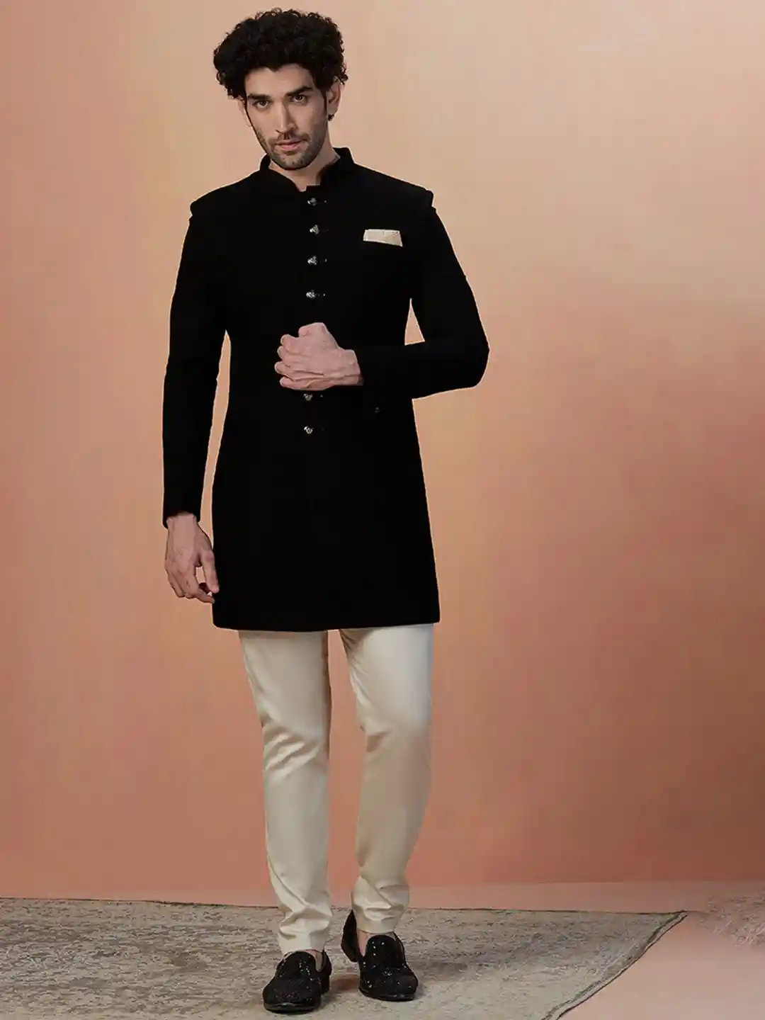 Buy Manyavar Self-Design Traditional Indo Western Sherwani Set
