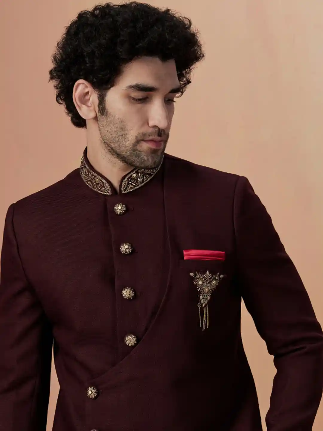 Buy Manyavar Men Traditional Indo-Western Sherwani Set Sherwani