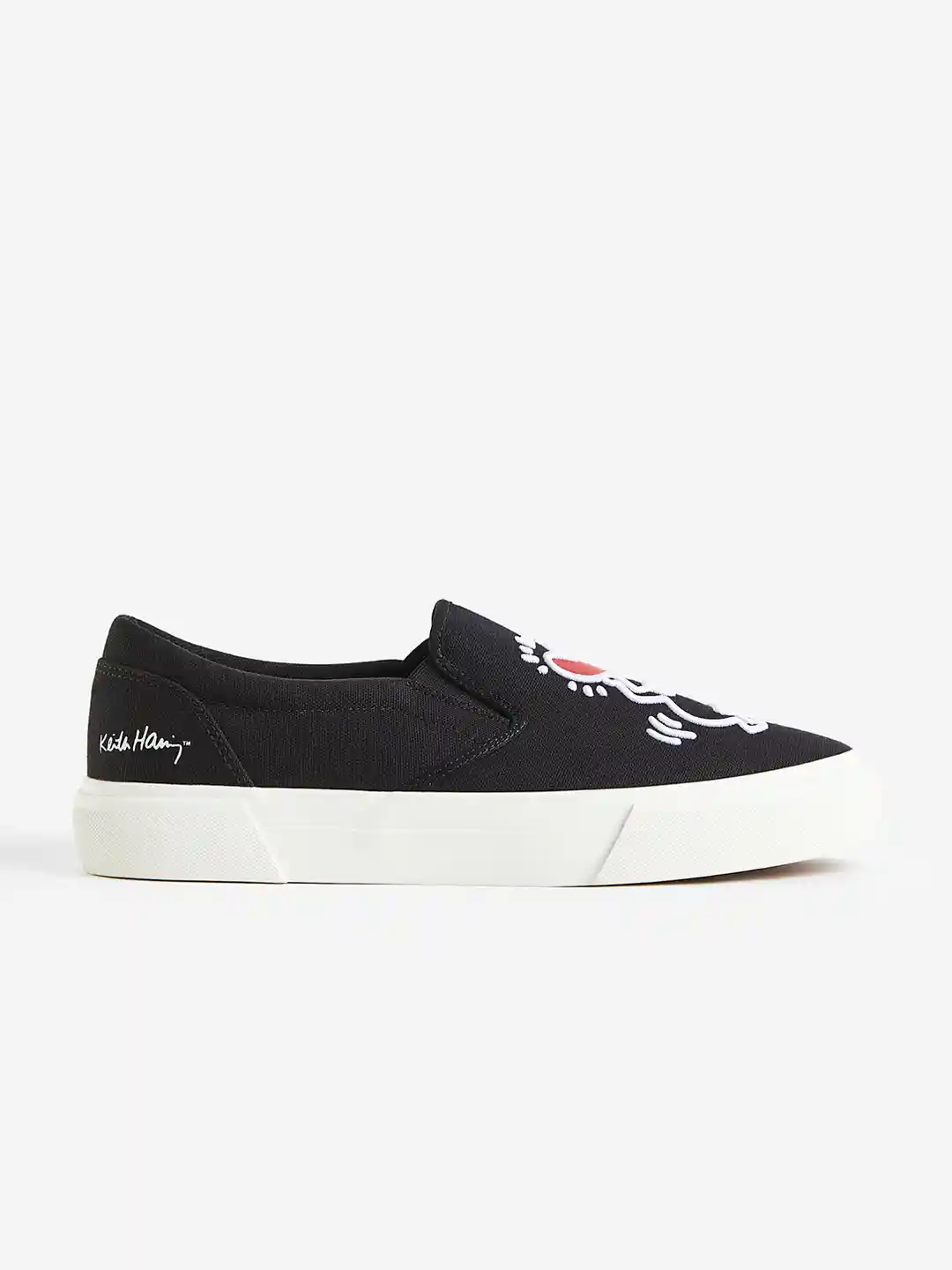 Buy H&M Men Embroidered-Motif Pure Cotton Slip-On Trainers