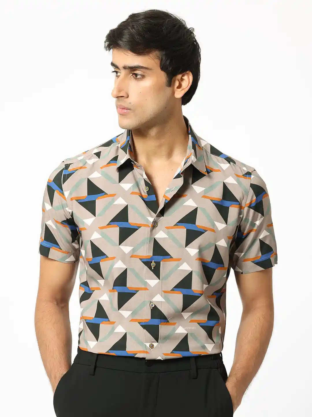 Buy RARE RABBIT Men Radium Slim Fit Geometric Printed Shirt