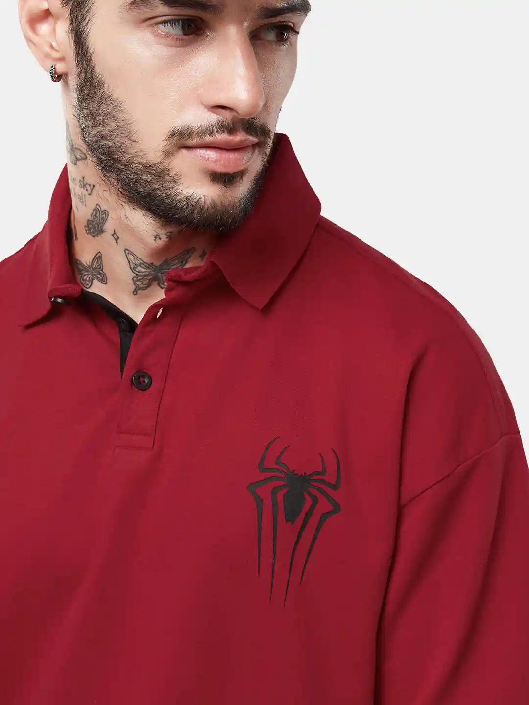 Buy The Souled Store Men Ombre Spider-Man: Logo Polo Collar Cotton